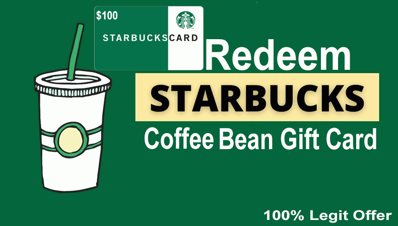 Redeem 100 USD Starbucks New Coffee Beans Gift Card