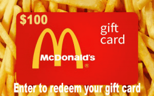 Redeem 100 USD Digital Mcdonalds Gift Card