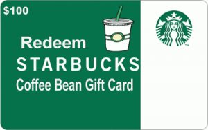 Redeem $100 Starbucks New Coffee Beans Gift Card