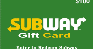 Claim a 100 USD Subway Corporate Gift Card