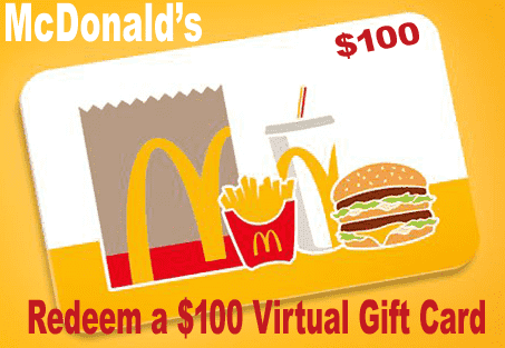 $100 McDonalds gift card
